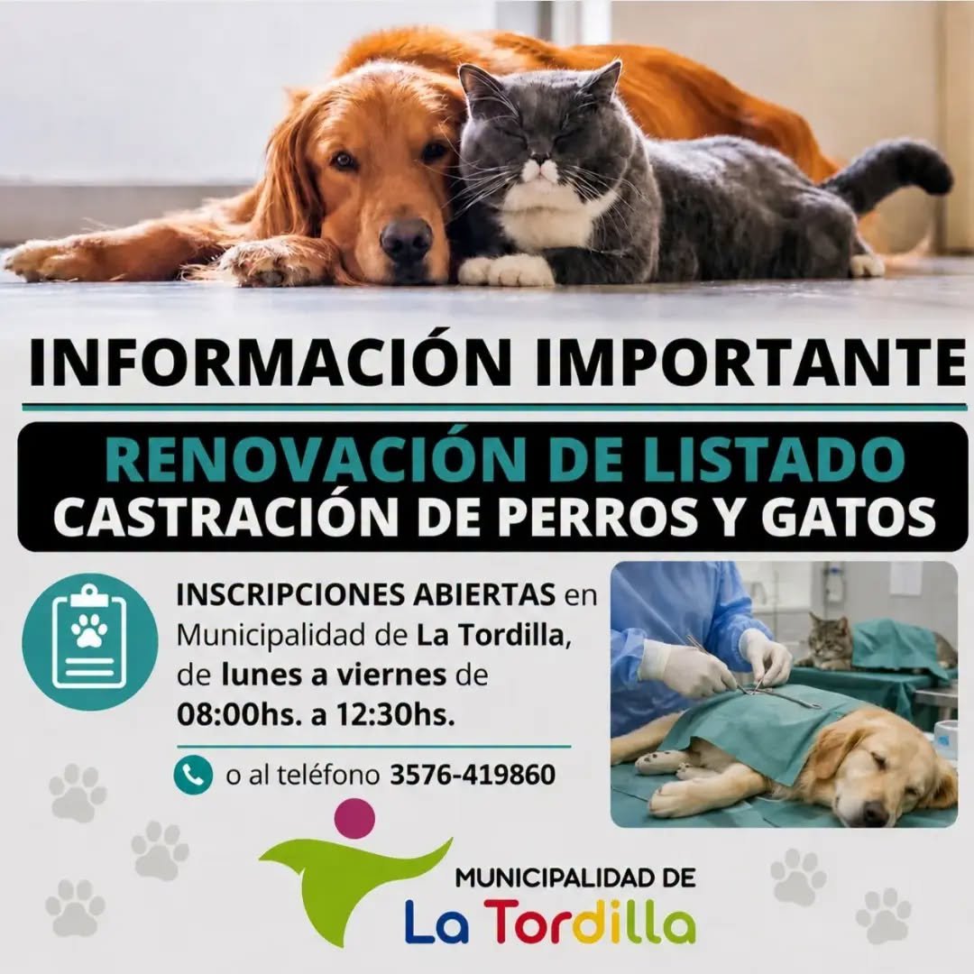 Renovación del listado de castración de perros y gatos